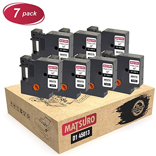 Matsuro Original | Kompatibel Etiketten Schriftband Ersatz für DYMO D1 45013 S0720530 Schwarz auf Weiß (12 mm x 7 m | 7-er PACK) von Matsuro