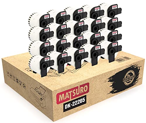 Matsuro Original | Kompatibel Rollen Endlos-Etiketten Ersatz für BROTHER P-TOUCH DK-22205 DK22205 (62 mm x 30,48 m | 20-er PACK) von Matsuro