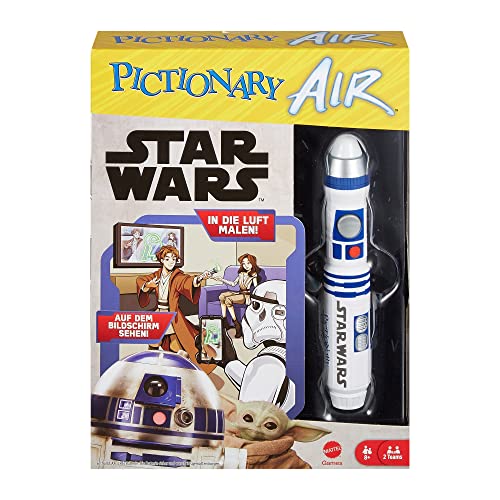 Mattel Games HHM49 - Pictionary Air Star Wars (deutsche Version), Scharade, Zeichen-Spiel zum Verbinden mit dem Smartphone oder Tablet, Familien-Spiel für Erwachsene und Kinder ab 8 Jahren von Mattel Games