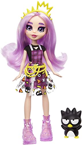 Mattel Hello Kitty GWW98 - Sanrio Badtz-Maru Figur und Jazzlyn Puppe (ca. 25,4 cm) mit Kleidung und Accessoires, langem lila Haar und trendigem Outfit, tolles Geschenk für Kinder ab 3 Jahren von Mattel