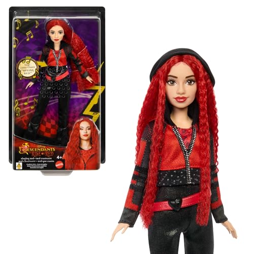 Mattel Disney „Descendants: The Rise of Red“ Puppe – singende Red-Puppe mit vom Film inspirierter Kleidung und Accessoires, singt „Seeing Red“, HWT96 von Mattel