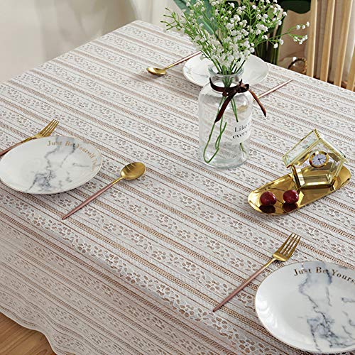 Matty-LZ Hohl Elegant Familie Spitze Tischdecke Party Boho Hochzeit Tisch Deko, Abwaschbar Spitzentischdecke für Aeburtstag Hochzeit Vintage Länge Wählbar (Weiß-A, 70 x 70 cm) von Matty-Hause