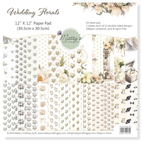 Matty's Crafting Joy Doppelseitiges Scrapbook-Papier, Hochzeitsblumen, 30,5 x 30,5 cm, 24 Blatt mit Blumenmuster von Matty's Crafting Joy