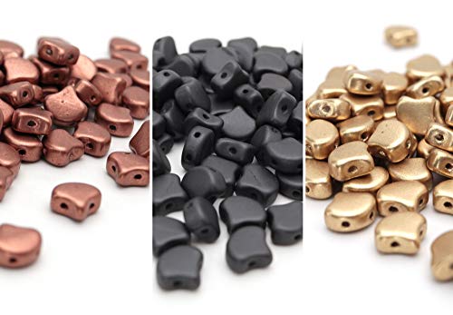 Ginko Bead Satin-Metallic-Bundle – Bronze-Kupfer, matt-metallisches Schwarz, Bronze Blassgold, 3 Tuben à 22 g von Matubo