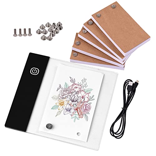 Flip Book Kit mit Mini Light Pad LED Lightbox Tablet Design mit Loch 300 Blatt Flipbook Papierbindeschrauben zum Zeichnen Tracing Animation Sketching Cartoon Creation von Matybobe