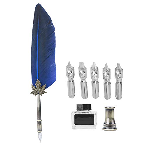 Matybobe Vintage Feather Fountain Schreiben Stift Kalligraphie Tinte Quill Dip Stift Home Decor mit Geschenkbox (Blau) von Matybobe