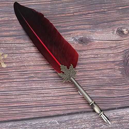 Matybobe Vintage Feather Fountain Schreiben Stift Kalligraphie Tinte Quill Dip Stift Home Decor mit Geschenkbox (Rot) von Matybobe