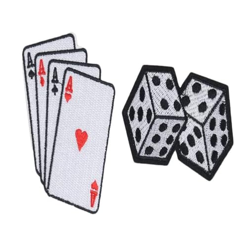 Rock Cool Poker Fashion Kleidung Patches Kartenspiel Bügelbilder für Kleidung Applikationen auf DIY Rucksack Schuhe Dekoration bestickt Aufkleber (2 Stück) von MauSong