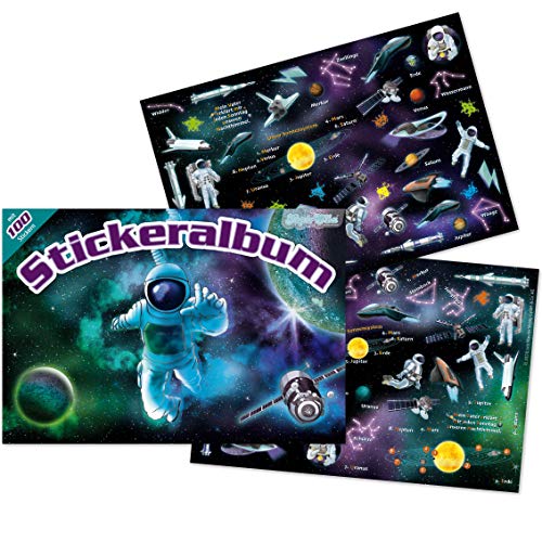 Stickeralbum mit 100 Sticker * WELTRAUM * als Geschenk oder zum Basteln | 72021 | Space Weltall Astronaut Kindersticker Aufkleber Stickerbuch für Kinder von Mauder