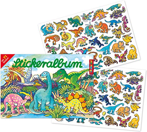 Stickeralbum mit 71 Sticker * DINOS * als Geschenk oder zum Basteln | 72024 | T-Rex Dinosaurier Kindersticker Aufkleber Stickerbuch für Kinder von Mauder
