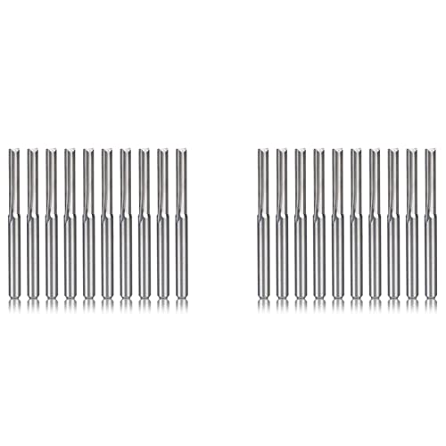 Mauedest 20 Stück 2 Flötenspitzen des CNC-Routers 3.175 mm Gerade Fräser in Wolfram Stahl Fräser für Kunststoff von Mauedest