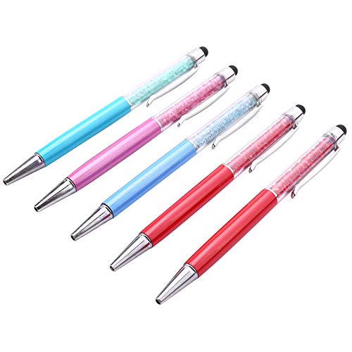 Mauedest 5 x zufällige bunte Kristallstifte, Diamant-Kugelschreiber, modischer Stylus, Touch-Stift, Büromaterial, Schulbedarf von Mauedest