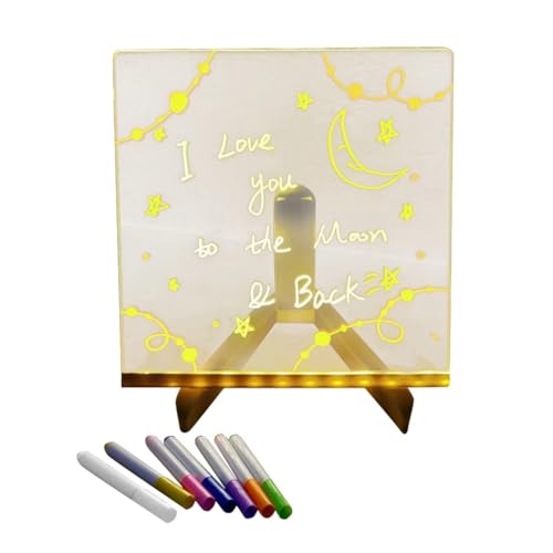 Mauedest LED-Notizblock mit Farben, beleuchteter Acryl-Notizblock mit Farben, Notizblock mit verstellbarem Ständer und 7 Stiften von Mauedest