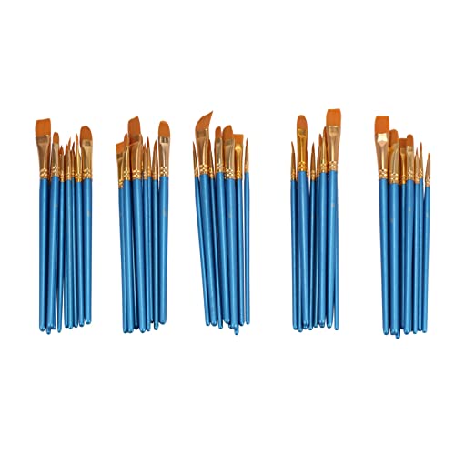 Mauedest Malen Bürsten Set Nylon 50 Stück Pinsel Runde Spitze Farbe Blau für Ölmalerei von Mauedest