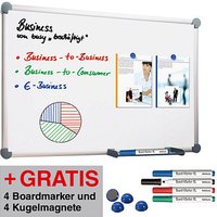 AKTION: MAUL Whiteboard 2000 MAULpro 300,0 x 120,0 cm weiß emaillierter Stahl + GRATIS 4 Boardmarker farbsortiert und 4 Kugelmagnete blau von Maul