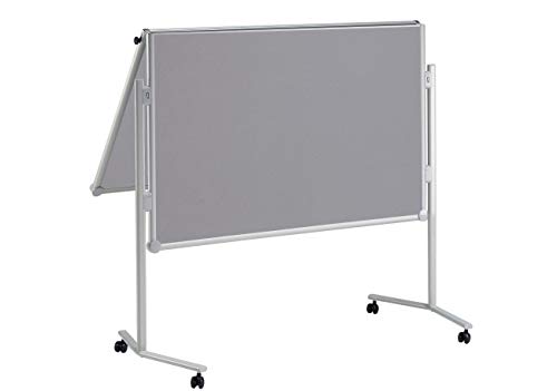 MAUL Professionelle Moderationstafel 150 x 120cm, Pinnfähige Textiloberfläche, Beidseitig nutzbare mobile Stellwand, 4 Rollen und Ablageschale, Klappbar, Grau, 6381382, 1 Stück von Maul