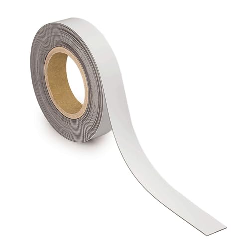 MAUL Kennzeichnungsband 30mm x 1mm | Beschriftbares Band mit magnetischer Rückseite | Vielseitig anwendbar in Büro, Werkstatt, Lager und Küche | Individuell zuschneidbar | 10m Länge | Weiß von Maul