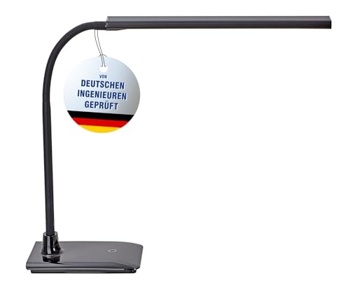 Maul LED Tischleuchte MAULpirro | Dimmbare LED Tischlampe für Schreibtisch | Moderne Schreibtischlampe LED mit 4-Stufen-Dimmer | Schreibtischlampe mit 3000K Farbtemperatur | Schwarz von Maul