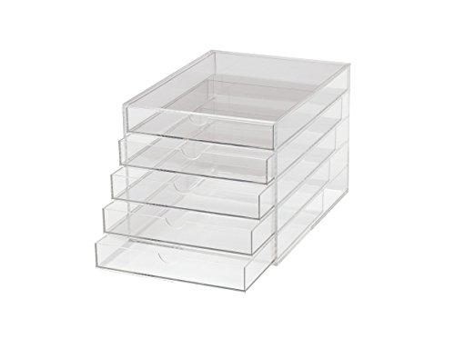 MAUL Schubladenbox A4 aus Acryl | Schreibtisch Organizer mit 5 Fächern zur Aufbewahrung von Papier, Rechnung, Dokumente | Platzsparend stapelbar für Schreibtisch und Regal | Transparent von Maul