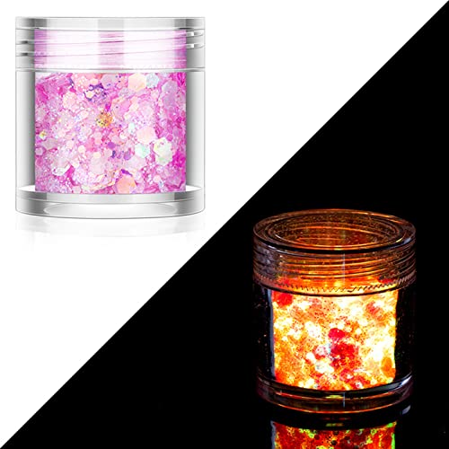 Leuchtender klobiger Glitzer Hochleuchtender Kosmetik-Handwerk Glitzer für Harzkunst Handwerk Sechseckige Pailletten Glow in the Dark Glitzer Harz Tumbler von Mauqfra