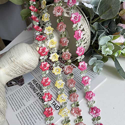 Mausouca 8Yard Florale Spitzenborte,stickerei Blumen Spitzenband für DIY Nähen Basteln Hochzeit Kleid, Hochzeit, Geschenk, Dekoration (4 Farben) von Mausouca