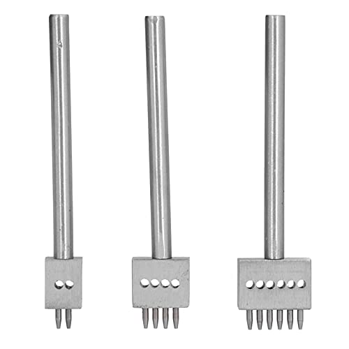 3-teiliges Leder-Stanzwerkzeug-Set, perforiertes Klauen-Stanz-Set mit 6 mm Abstand, Kohlenstoffstahl für DIY-Lederhandwerk (Tooth pitch 4mm) von Mavaol