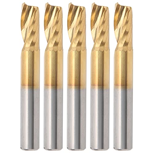 5pcs Endmühle TI -plattierte 1 Flöte CNC Spiralrouter Bit Hochgeschwindigkeit Stahlmahlen 6x12x50 mm für Präzisionsschneidemaluminium von Mavaol