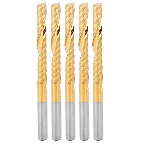 5pcs Spiralend Mills Einflöte -Metrik 4x32x55 mm Hochgeschwindigkeitsstahlbeschichtung, effiziente Schneidleistung für CNC -Fräste, HSS -Bohrer -Bits geeignet von Mavaol