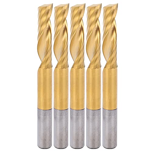 5pcs TI -plattierte 1 Flöte CNC Spiralrouter Bit Hochgeschwindigkeit Stahlfräser für Aluminium Kupfer Schneiden 6x25x60 mm von Mavaol