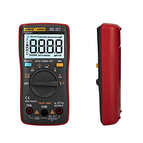 Aneng An8002 6000 zählt echte RMS Multifunktionelle digitale Multimeter -Handheld Mini Universal Mess Messtemperatur AC/DC -Spannungsstrom (Rot) von Mavaol