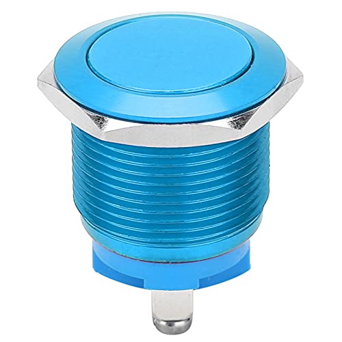 Mavaol 19 mm wasserdichter Metall-Drucktastenschalter, rostbeständig, selbstrückstellend, einfach zu installierende DIY-Klemmen, für elektrische Projekte und den Einsatz im Freien (Blue) von Mavaol