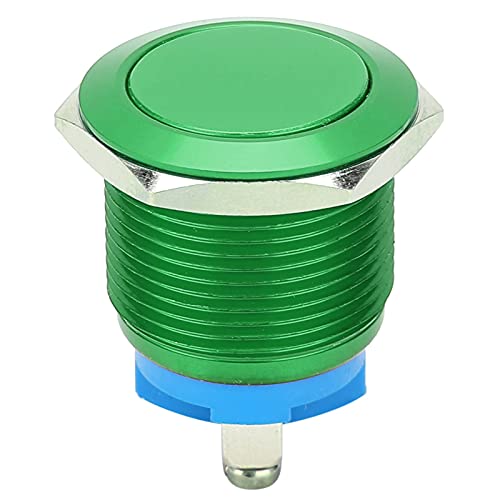 Mavaol 19 mm wasserdichter Metall-Drucktastenschalter, rostbeständig, selbstrückstellend, einfach zu installierende DIY-Klemmen, für elektrische Projekte und den Einsatz im Freien (Green) von Mavaol