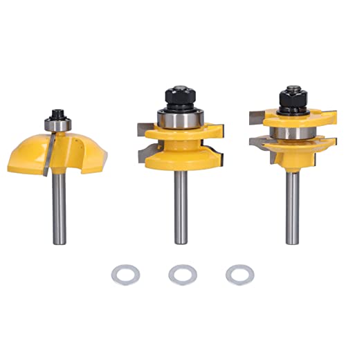 Mavaol 3pcs Rail Stile Router Bits Roman Ogee Bit Holzbearbeitungsnut Zungenfräsenwerkzeug 1/4in Schaft von Mavaol