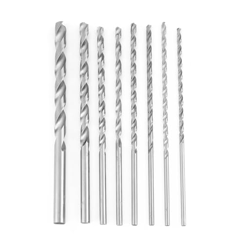 Mavaol 8-teiliges extra langes Schnellarbeitsstahl-Spiralbohrer-Set, 4–10 mm gerader Schaft für Holz, Aluminium und Kunststoffe von Mavaol