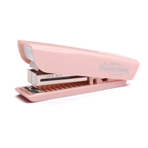 Mavaol Compact Stapler, 15 Blätterkapazität, einziehbarer Grundnahrungsmittel, Clear Heftle -Zuschauer, für Büro-, Schule oder Heimnutzung (Pink) von Mavaol