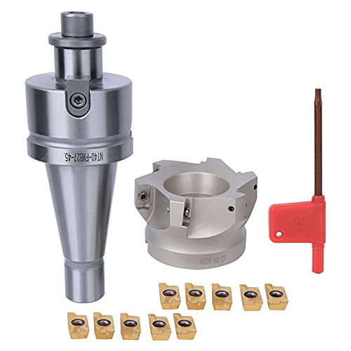 Mavaol Hochleistungs-Fräser-Set, NT40 FMB27 Spannzangenfutter, BAP400R 80 27 6-Nuten-Fräser, 6 APMT1604-Einsätze, CNC-Bearbeitungswerkzeug-Set (NT40-FMB27+80 knife disc+1604APMT knife grains (10) von Mavaol