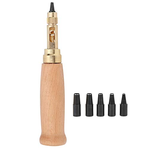 Mavaol Leder -Loch -Loch -Loch -Loch -Set, 6 Größen (4 mm), Messing -Punch -Werkzeug, ergonomischer Holzgriff, präzise und komfortabel, für DIY -Handwerker und Fachkräfte von Mavaol