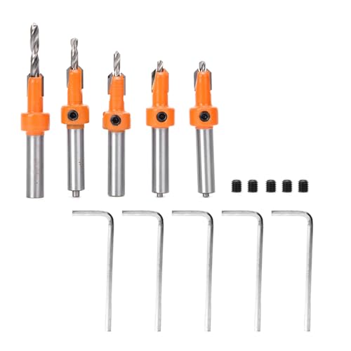 Mavaol Senkbohrer-Set, 5 Größen, 2,8 mm, 4 mm, YG8-legierter Kohlenstoffstahl, rostfrei, robust, mit Innensechskantschlüsseln und Schrauben für Holz- und Metallbearbeitung von Mavaol