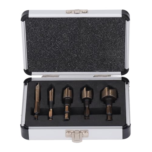 Mavaol Senker-Bit-Set, 5-teiliger Schnellarbeitsstahl, beschichtet, 1/4 Zoll bis 3/4 Zoll, für Holz, Metall, Kunststoff, glatte, bündige Oberfläche von Mavaol