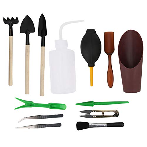 Mini-Garten-Handscheren-Set, Graben, Bewässerung, Pflanzschaufel für Gartenarbeit, Edelstahl, 13-teilig von Mavaol