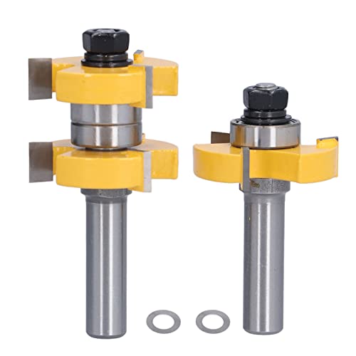 Zungenrille Router Bit sauber geschnitten glatte geschnittene diy projecation lenk 2pcs t form 3 Zähne 2 Zähne mit Holzbearbeitungsschneider 1/2 Zoll Schaft von Mavaol