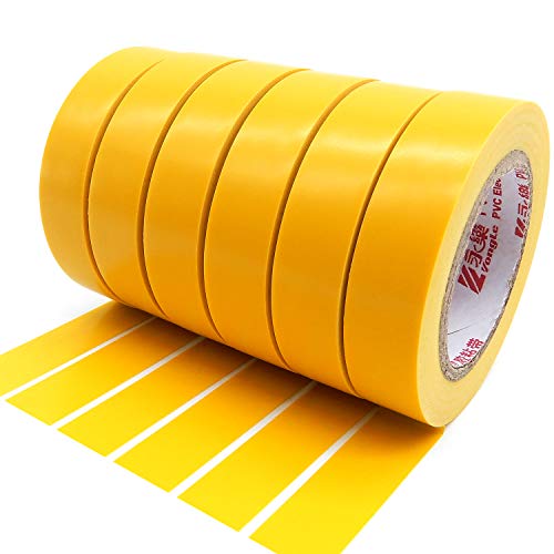 Maveek Isolierband Gelb, 6 Rollen 15mm x 15 m isolierband Wasserdicht Elektrisch PVC klebeband für kabel isolierung, Reparatur und Bündelung von Kabeln von Maveek