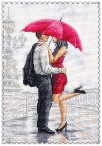 max stitch design Kreuzstich-Set 'Kiss in the Rain' 110 x 164 cm, Baumwolle, klein gezählt, 20 x 29 cm von max stitch design