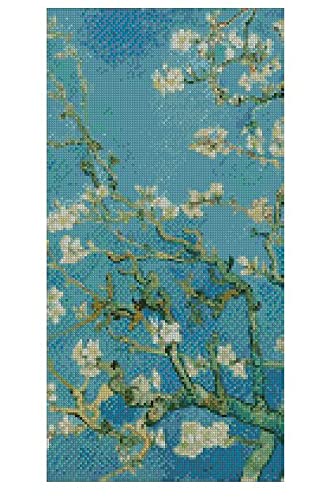 Mandelblüten-Teil von Vincent Van Gogh, Baumwolle gezählte Kreuzstich Kits 100x200 Stich, 28x46cm gezählte Kreuzstich Kits von Max Stitch