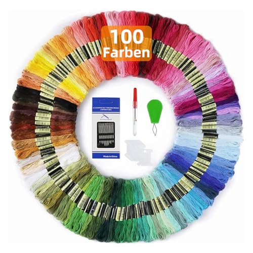 Maxee 100 Farben Stickgarn, Regenbogenfarbe, Stickgarn Wird für Kreuzstichfaden, Armbandfaden, Kunsthandwerksdrehfaden, Basteltwist von Maxee