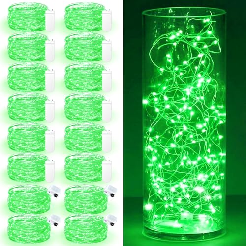 Maxee 16 Stück 1M Grün LED Lichterkette Batterie, Wasserdicht für DIY, Party, Stimmung Lichter, Weihnachtsdeko, Innen- und Außenbereich Deko, 4 Stück Quadratische + 12 Stück Flache Lichterkette-1 von Maxee