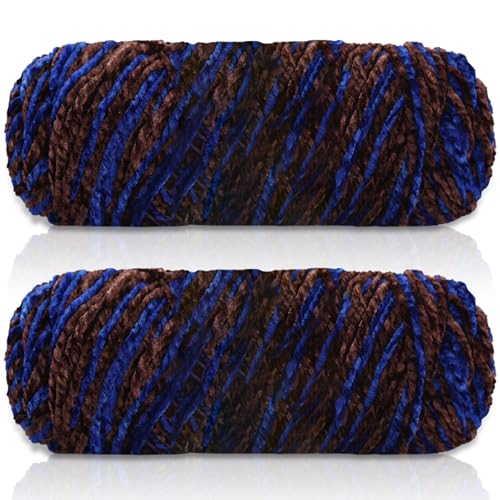 Maxee 400g(2×200g) Samtig Babywolle, Samt Velvet Wolle Chenille Garn, Kuschelweich Chenillegarn, Flauschige Weich Plüschwolle, Häkelgarn Wolle Zum Stricken & Häkeln-A-12 von Maxee