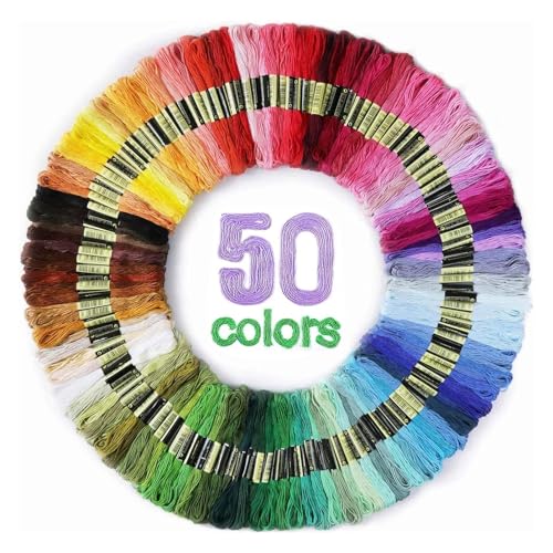 Maxee 50 Farben Stickgarn, Regenbogenfarbe, Stickgarn Wird für Kreuzstichfaden, Armbandfaden, Basteltwist, Kunsthandwerksdrehfaden von Maxee