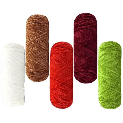 Maxee 500g(5×100g) Samtig Babywolle, Samt Velvet Wolle Chenille Garn, Kuschelweich Chenillegarn, Flauschige Weich Plüschwolle, Häkelgarn Wolle Zum Stricken & Häkeln-12 von Maxee