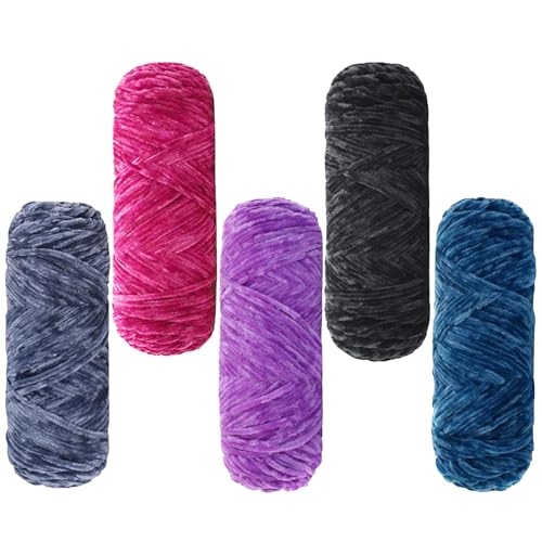 Maxee 500g(5×100g) Samtig Babywolle, Samt Velvet Wolle Chenille Garn, Kuschelweich Chenillegarn, Flauschige Weich Plüschwolle, Häkelgarn Wolle Zum Stricken & Häkeln-16 von Maxee